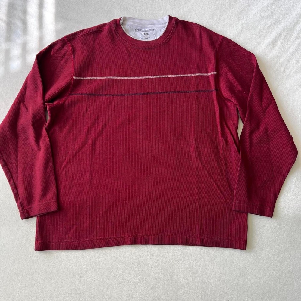 Faded Glory Burgundy Long Sleeve Blokecore Simple y2k Layered Size XL College